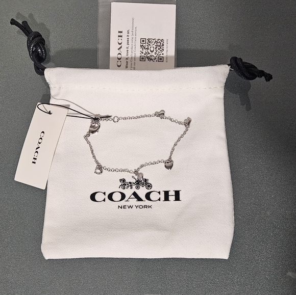 Coach Silver Charm Bracelet with Heart and Star - Picture 2 of 4